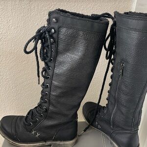 ROXY Mountain & The Seas black tall winter lace up boots size 6.5
